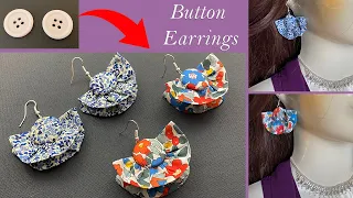 Easy 🌹 DIY Beautiful Liberty Fabric Covered Button Earrings | Charm Earrings | Brincos | कान की बाली