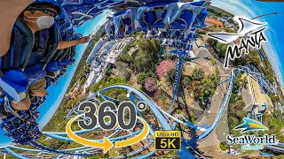 VR 360 5K Manta Roller Coaster On Ride POV Normal and Horizon Locked SeaWorld Orlando 2021 03 05