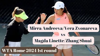 Mirra Andreeva/Vera Zvonareva vs Magda Linette/Zhang Shuai - Rome 2024