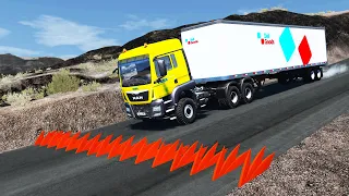 Cars Trucks vs Traffic Spikes #4 | BeamNG.DRIVE
