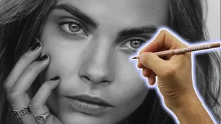 Hyperrealism, Drawing Cara Delevingne (4K time lapse)