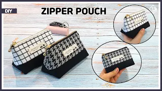 DIY Simple mini zipper pouch / free pattern / easy sewing tutorial [Tendersmile Handmade]