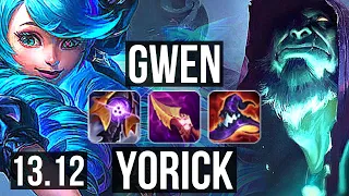 GWEN vs YORICK (TOP) | 7 solo kills, 9/1/2, 500+ games | KR Master | 13.12