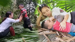 Single mother built a bamboo house in cold weather