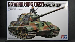 TAMIYA  1/35 KING TIGER PRODUCTION TURRET GERMAN HEAVY TANK  UNBOXING