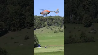 Slow motion of a German Army H145M SAR during a winch exercise...