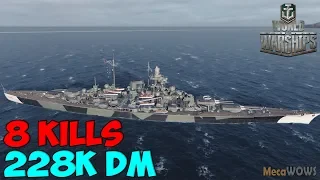 World of WarShips | Tirpitz | 8 KILLS | 228K Damage - Replay Gameplay 4K 60 fps