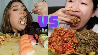 EUROPEAN VS ASIAN MUKBANGERS EATING 😍