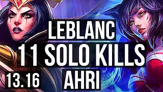 LEBLANC vs AHRI (MID) | 18/1/6, 11 solo kills, Legendary, 500+ games | TR Diamond | 13.16