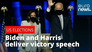 Vice President-elect Kamala Harris and President-elect Joe Biden delivers a victory speech