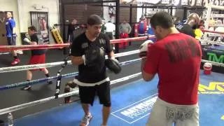 Rodrigo Botti training inside the Mayweather Boxing Club