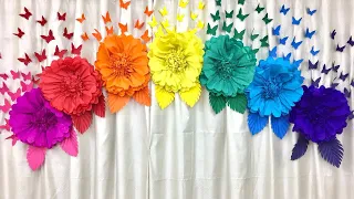 Easy paper flowers birthday decoration at home|