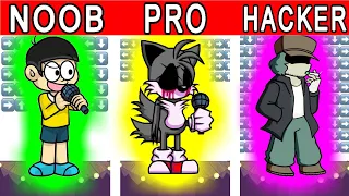 FNF Character Test | NOOB vs PRO vs HACKER | Gameplay VS Playground | Nobita Tails EXE Dorkly Mario