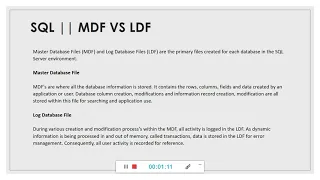 MDF Vs LDF in SQL Server || Master data File Vs Log Data File || Database