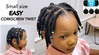 CORKSCREW TWIST WITH BRAZILIAN WOOL ON MY TODDLER’s SHORT HAIR