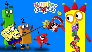 Numberblocks, BIG NUMBERS, Colourblocks in Wonderland | Numberblocks Eating Simulation by Algodoo