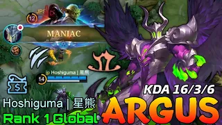 MANIAC Argus Deadly Monster - Top 1 Global Argus by Hoshiguma | 星熊 - Mobile Legends