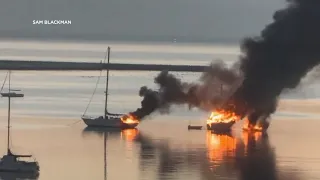 3 boats catch fire at Oyster Point Marina in South SF, firefighters say; 1 hurt