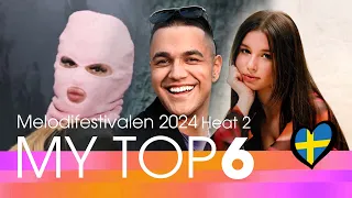 🇸🇪 My top 6 | Melodifestivalen 2024 (Sweden) | Snippets (Heat 2)