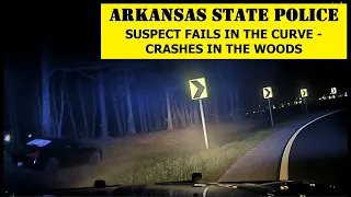 ARKANSAS STATE POLICE PURSUIT - Suspect crashes in the curve (NO RADIO TRAFFIC)