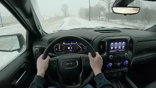 2022 GMC Sierra 1500 AT4 Limited Duramax - Snowy POV Test Drive + Offroad (Binaural Audio)