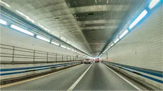 Hampton Roads Bridge Underwater Tunnel - Driving 4K - Norfolk - Virginia