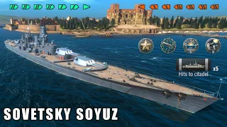 Sovetsky Soyuz , Balanced battle of all tier IX ,100K Damage | World of Warships Blitz