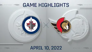 NHL Highlights | Jets vs. Senators - Apr. 10, 2022