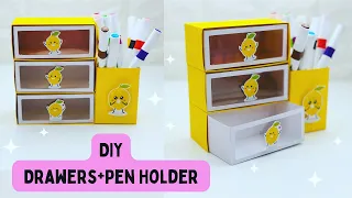 DIY EASY PEN HOLDER WITH MINI DRAWERS /  Paper Pencil Stand / SCHOOL Supplies / Paper Pen Stand