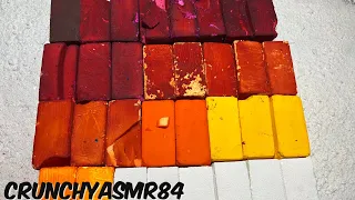 32 Red, Orange, Yellow & Pink Dyed Blocks & Plain White Blocks | Oddly Satisfying | ASMR | Sleep Aid