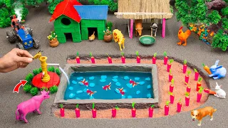 Top DIY Farm Diorama with House for Cow, Pig, fish pond #10 | How to plant a carrots field