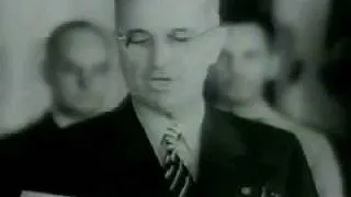 President Truman reads the Japanese Surrender 1945