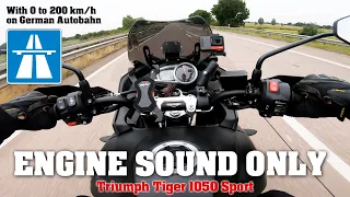Triumph Tiger 1050 Sport sound [RAW Onboard] with acceleration 0 to 200 km/h on a "German-Autobahn"