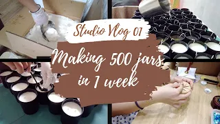 Studio Vlog 01 - Candle making, mass candle production for business customer, 500 jars in 1 week