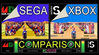 Super Hang-On (Sega Genesis vs Xbox Series S) Side by Side Comparison - Dual Longplay | VCDECIDE