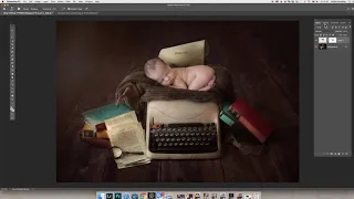 Editing the Typewriter newborn digital backdrop
