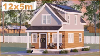 12x5m(39'x16') Discover The Magic of 2-Story Small Cottage House | 2 Bedroom Small House