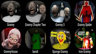 Granny, Granny Chapter Two, Granny 3, Granny Spider, GrannyHouse, Bandi, Sponge Granny, Iron Granny