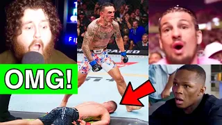 MMA WORLD REACTS TO MAX HOLLOWAY KNOCKING OUT JUSTIN GAETHJE AT UFC 300!