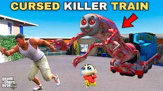 Cursed Killer Thomas Train Try To Kill Shinchan and Franklin in GTA 5