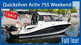 Quicksilver Activ 755 Weekend zu verkaufen - Rundgang durchs Motorboot (VERKAUFT)