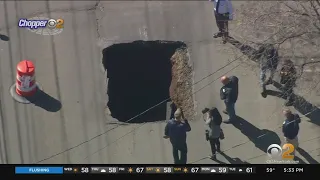 Giant sinkhole opens up in Jersey City street