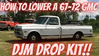 How to lower a 1970 GMC on the ground! Utilizing drop springs, a flip kit and control arms from DJM!