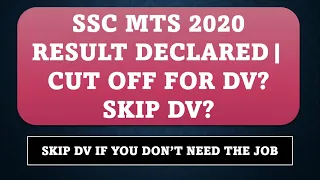 SSC MTS 2020 CUT OFF | RESULT OUT | SHORTLISTED FOR DV?