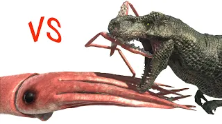 Long Battle 1vs1 ARBS｜Squid VS T-Rex  --  Animal Revolt Battle Simulator