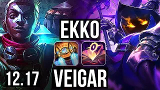 EKKO vs VEIGAR (MID) | 12/0/3, Legendary, 600+ games, 1.1M mastery | EUW Master | 12.17