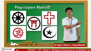 GRADE 7 ARALING PANLIPUNAN Q4 WEEK 6 - BAHAGING GINAGAMPANAN NG RELIHIYON SA IBA'T IBANG ASPEKTO