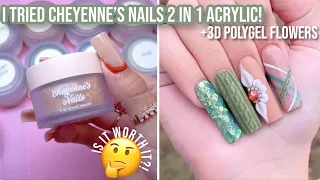 Trying Cheyenne’s Nails Acrylic As Dip Powder 🤔 3D Polygel Flower & Sweater Nail Art | Green Nails