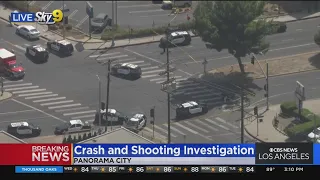 4 injured, 1 killed in crash, shooting in Panorama City