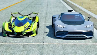 Mercedes-AMG Project One vs Lamborghini V12 Concept GT - Drag Race 20 KM